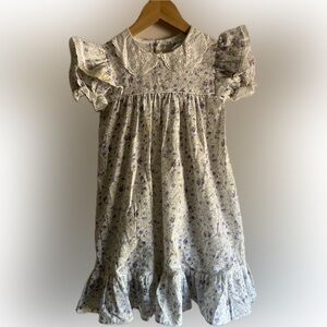 Vintage Bryan Girls Dress White with Purple flowers